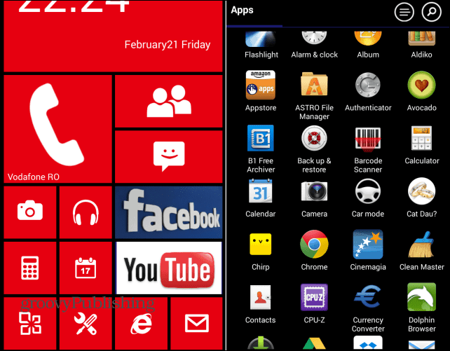 Padarykite „Android“ panašų į „Windows Phone“ su „Launcher 8“