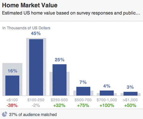 facebook auditorijos namų rinkos vertės