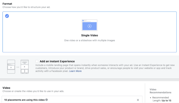 „Facebook ThruPlay“ vaizdo įrašų skelbimų optimizavimas, 4 žingsnis.