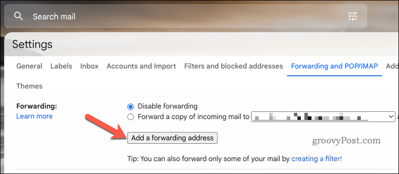Pridėkite „Gmail“ persiuntimo adresą