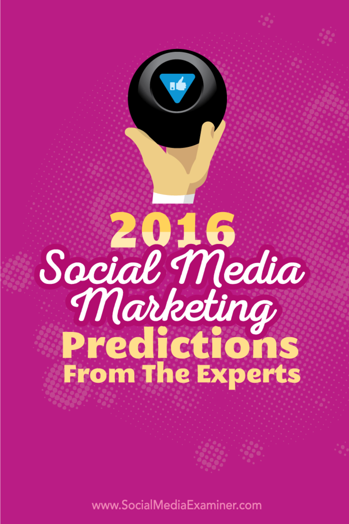 2016 m. Socialinių tinklų rinkodaros prognozės iš ekspertų: socialinės žiniasklaidos ekspertas