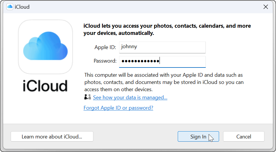 Prijunkite „Apple iCloud“ su „Windows 11“ nuotraukų programa