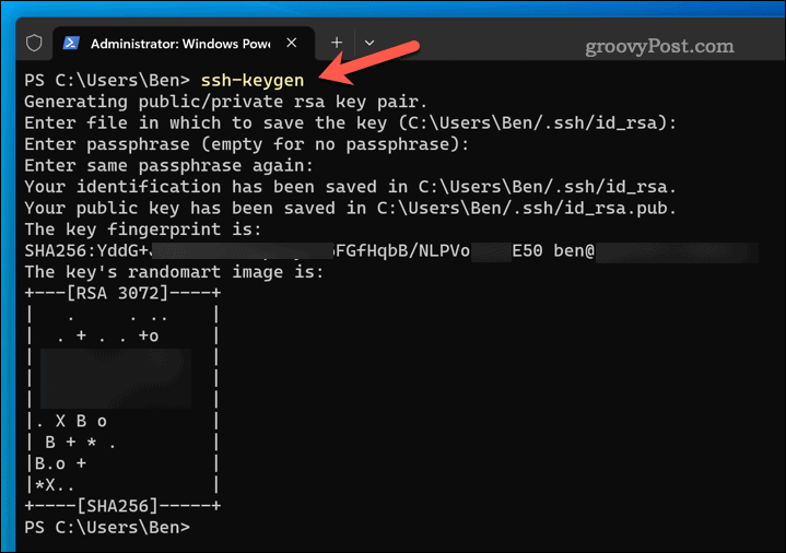Generuokite SSH raktus sistemoje „Windows 11“.