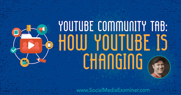 „YouTube“ bendruomenės skirtukas: kaip keičiasi „YouTube“, pateikiant Tim Schmoyer įžvalgas socialinės žiniasklaidos rinkodaros tinklalaidėje.