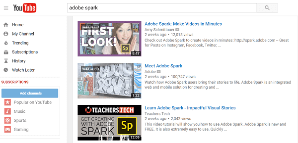 „Adobe“ kibirkštis „YouTube“ paieška