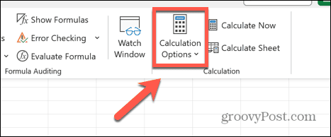 Excel skaičiavimo parinktys