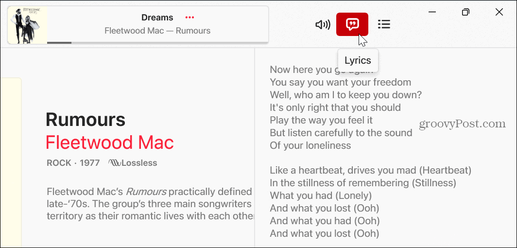 Peržiūrėkite dainų tekstus „Apple Music“.