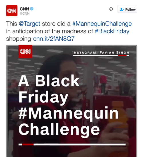 CNN pasidalijo „Target“ vaizdo įrašu, kuriame panaudotos dvi „Twitter“ tendencijos.