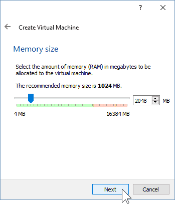 03 Nustatykite RAM dydį („Windows 10“ diegimas)