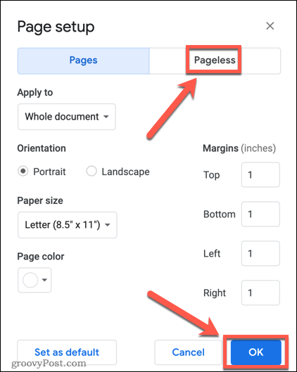 „Google“ dokumentų vaizdas be puslapių