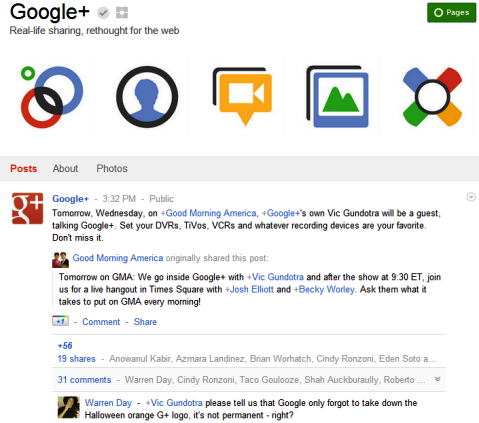 „Google+“ puslapiai - „Google+“