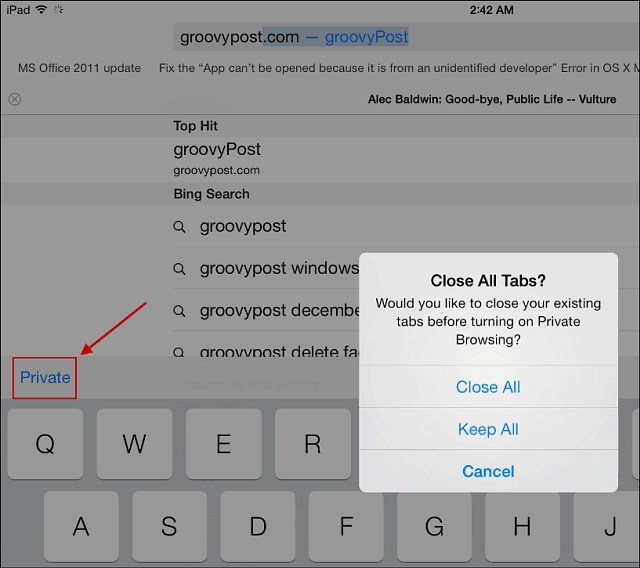 „iOS 7“ patarimas: naudokite asmeninį „Safari“ naršymą