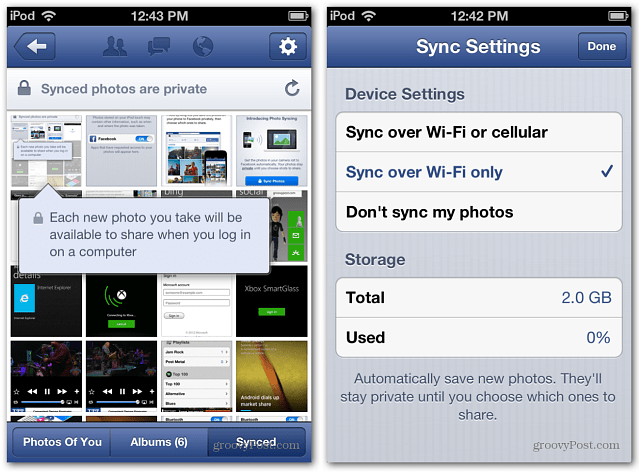 Kaip naudotis „Facebook Photo Sync“ „Android“ ir „iOS“