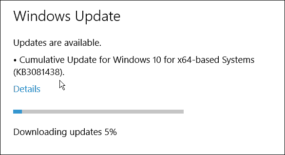 „Microsoft“ trečiasis kaupiamasis naujinimas, skirtas „Windows 10“ (KB3081438)