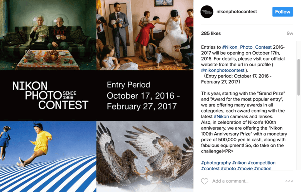 „Instagram“ vartotojai pažymi savo atvaizdus kampanijos grotažyme, kad patektų į „Nikon“ nuotraukų konkursą.
