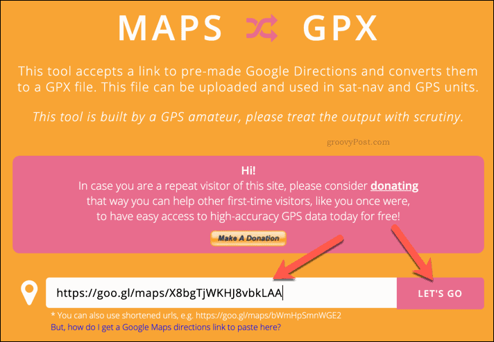 GPX failo kūrimas naudojant MapstoGPX