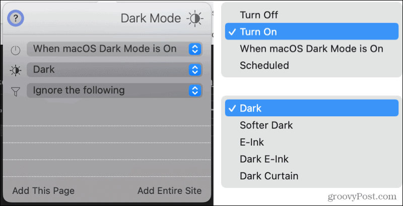 „Dark Mode“, skirtas „Safari“ plėtiniui