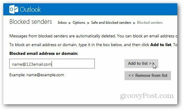 „Outlook.com“: pridėkite el. Pašto adresus prie užblokuotų sąrašų