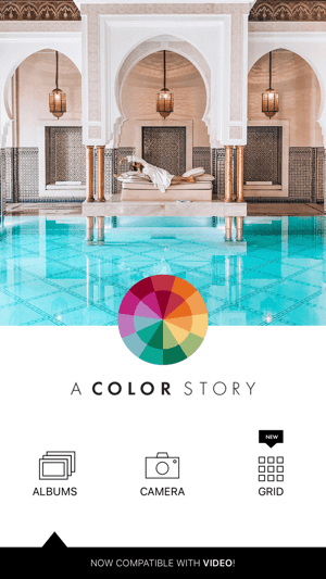 Sukurkite „Color Story“ „Instagram“ istorijos 1 veiksmą, kuriame pateikiamos įkėlimo parinktys.