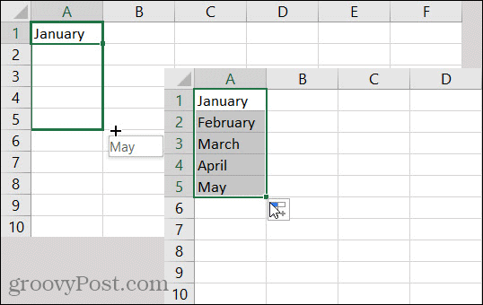 „Excel“ automatinio pildymo mėnesiai