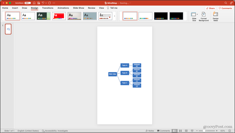Portreto skaidrės orientacija „PowerPoint“ sistemoje „Mac“