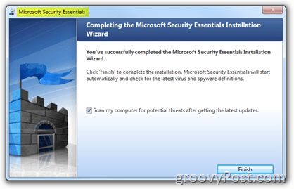 „Microsoft Security Essentials“ diegimas