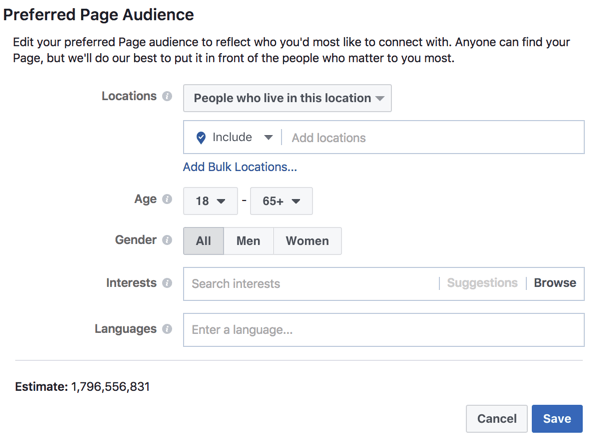 Apibrėžkite pageidaujamą auditoriją, kad padėtumėte „Facebook“ suprasti, ką norite pasiekti savo įrašais.