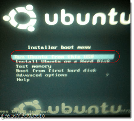 paleisti ubuntu iš šios USB