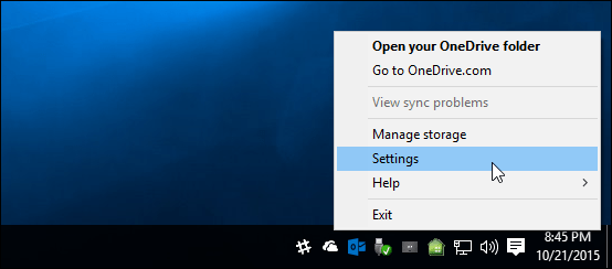 „OneDrive“ nustatymai „Windows 10“