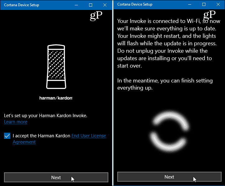 „Cortana“ įrenginio sąrankos programa „Windows 10“