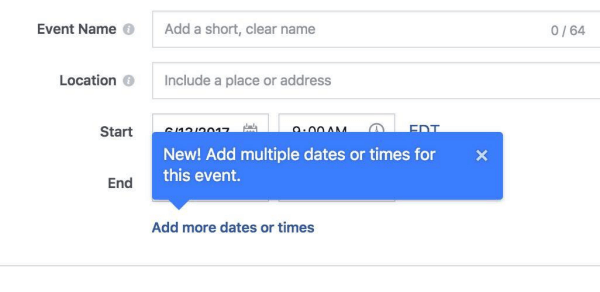 Dabar „Facebook“ leidžia organizatoriams kelis kartus ir datas pridėti prie „Facebook“ renginių.