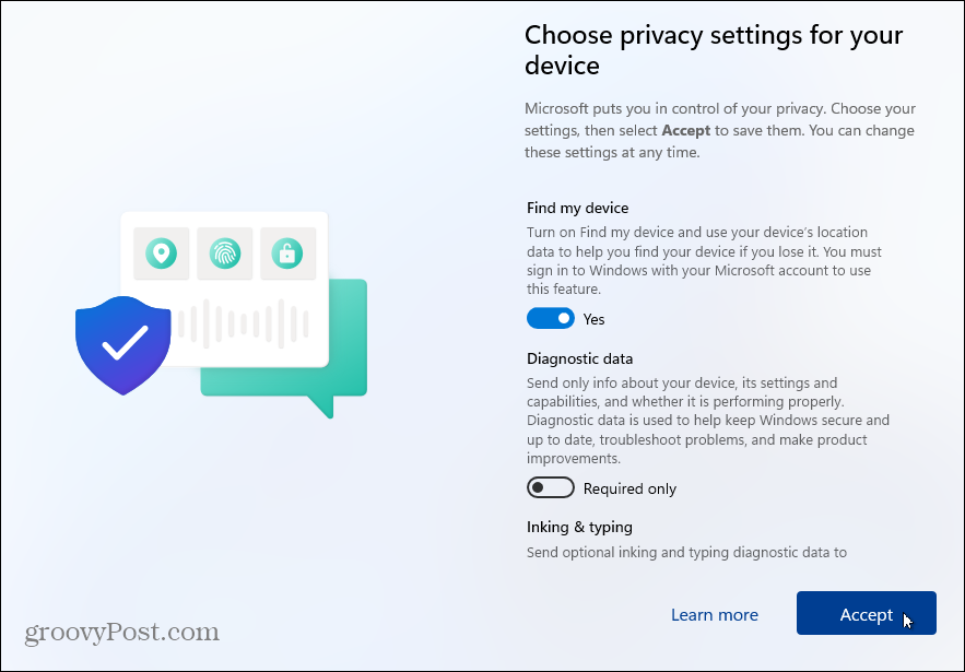 Privatumo nustatymai „Windows 11“