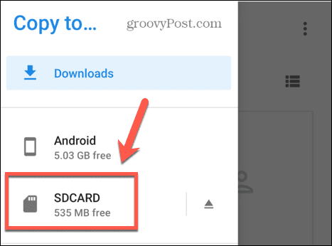 Android SD kortelės saugykla