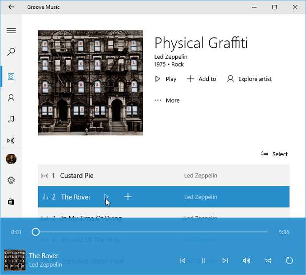 „Groove“ muzika „Windows 10“