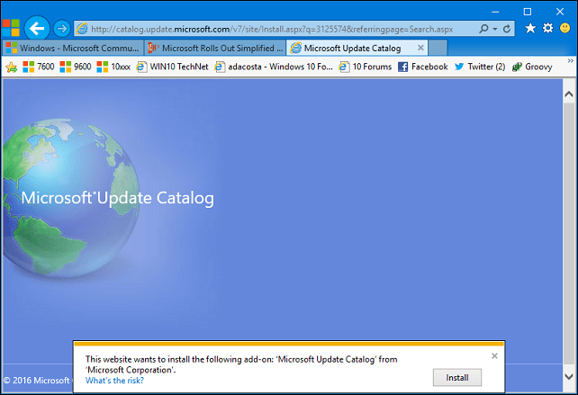 atsarginę „Windows Update 1“ kopiją