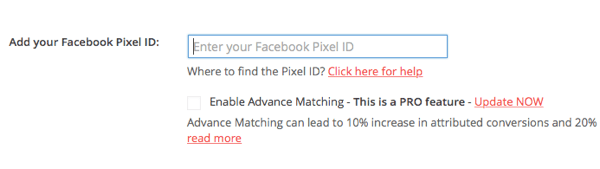 Įklijuokite savo „pixel“ ID iš „Facebook“ į „PixelYourSite“ papildinį.