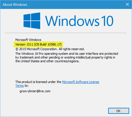 „Windows 10“ statyti 10586.17