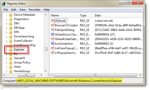 „Windows 7“ registre raskite dabartinės naršyklės versijos registracijos raktą