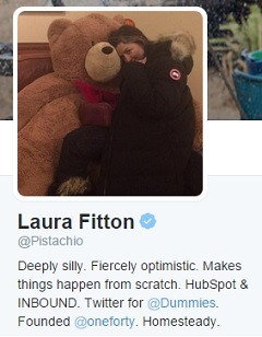 Laura Fitton „Twitter“ profilis.