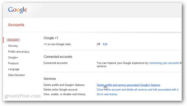 Ištrinkite „Google+“ profilį, o ne „Google“ paskyrą