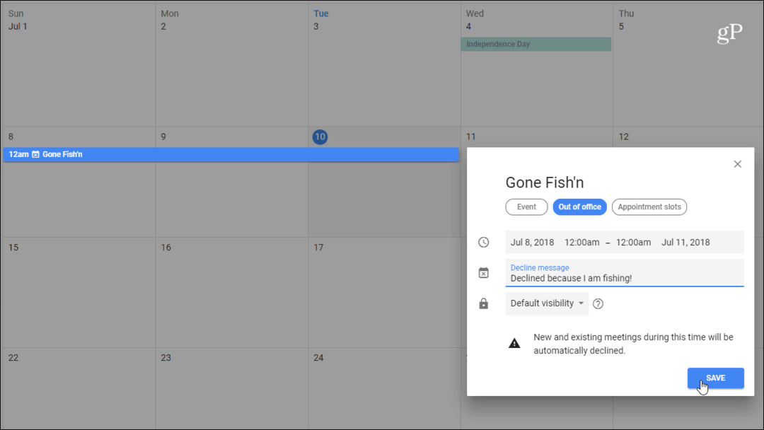 Kaip naudoti ne darbo režimą su „Google“ kalendoriumi