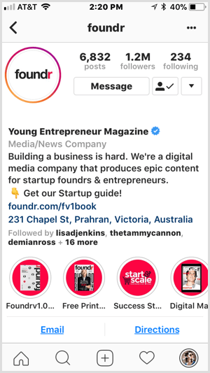 „Instagram“ firmos akcentai „Foundr“ profilyje.