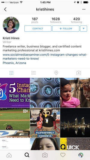 instagram verslo profilio pavyzdys