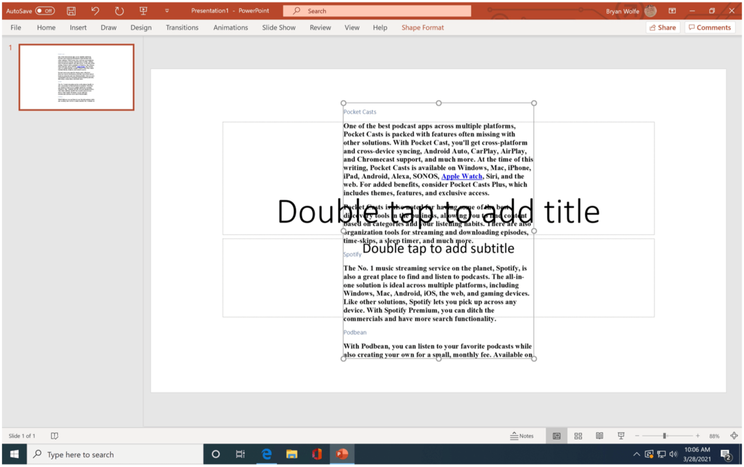„Microsoft PowerPoint“ importavimo pavyzdys