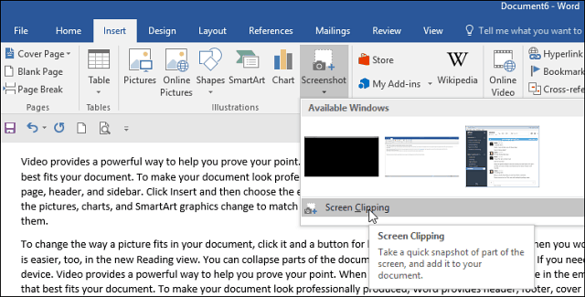 Kaip „Office“ ekrano kopiją padaryti ir įterpti į dokumentą