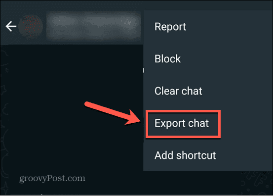 WhatsApp eksporto pokalbis