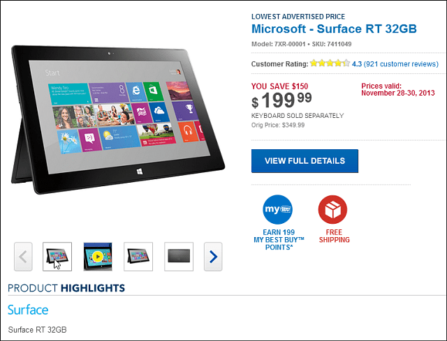 Geriausias juodojo penktadienio pasiūlymas: „Microsoft Surface RT 32GB 199 USD“