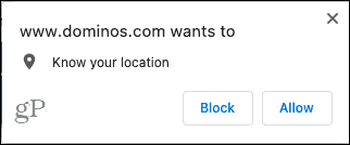 „Chrome“ svetainės, kuriose prašoma vietos