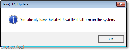 Ekrano kopija: „Windows 7“ „Java“ naujinimas patikrinkite, ar baigta „Jucheck.exe“