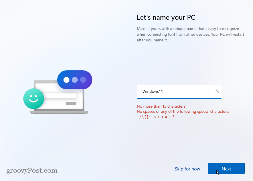 Pavadinkite kompiuterį „Windows 11“